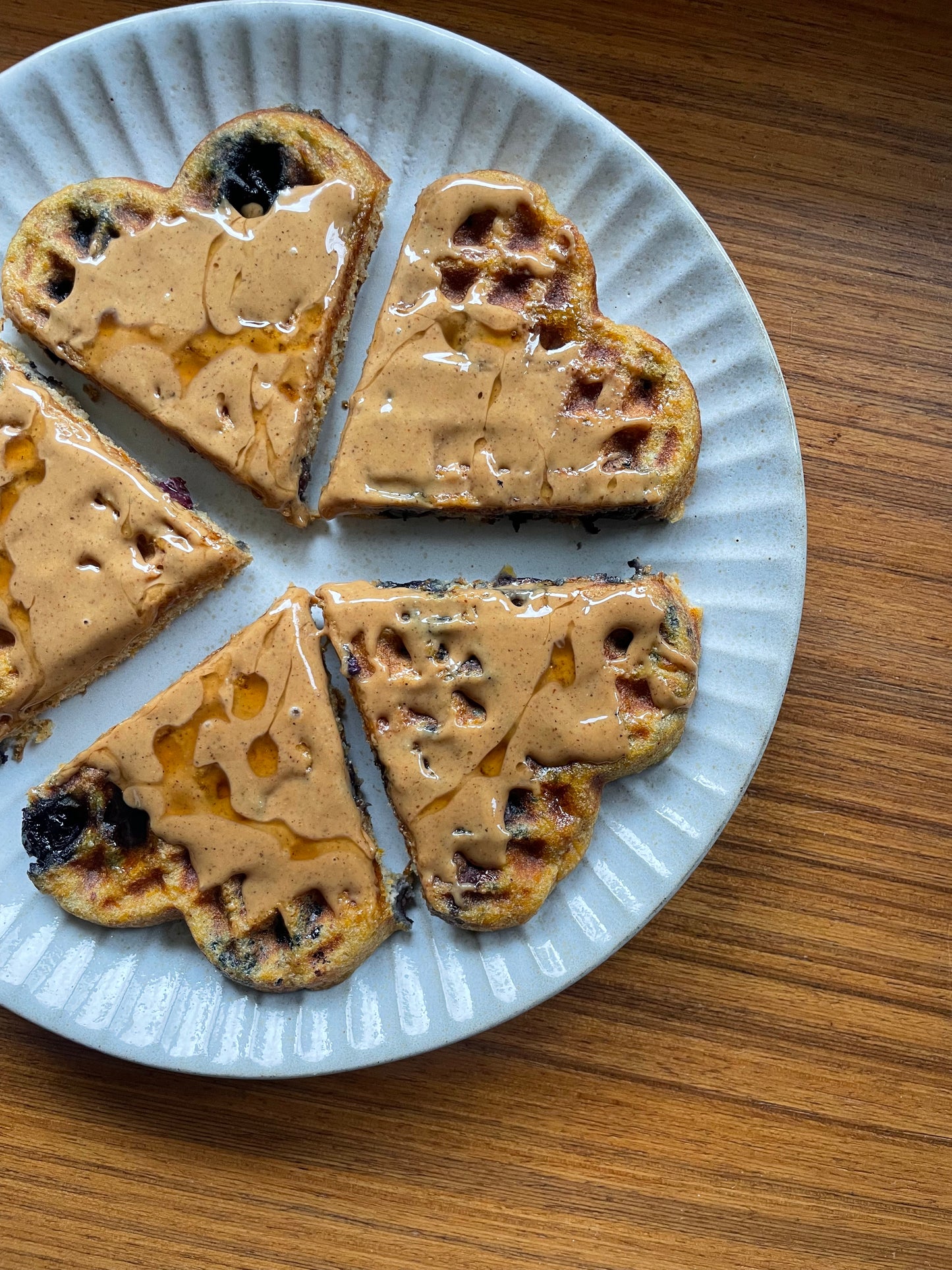 SWEET POTATO, BLUEBERRY + ALMOND BUTTER WAFFLES